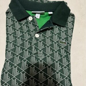 Lacoste Men's Green Geometric Monogram Polo